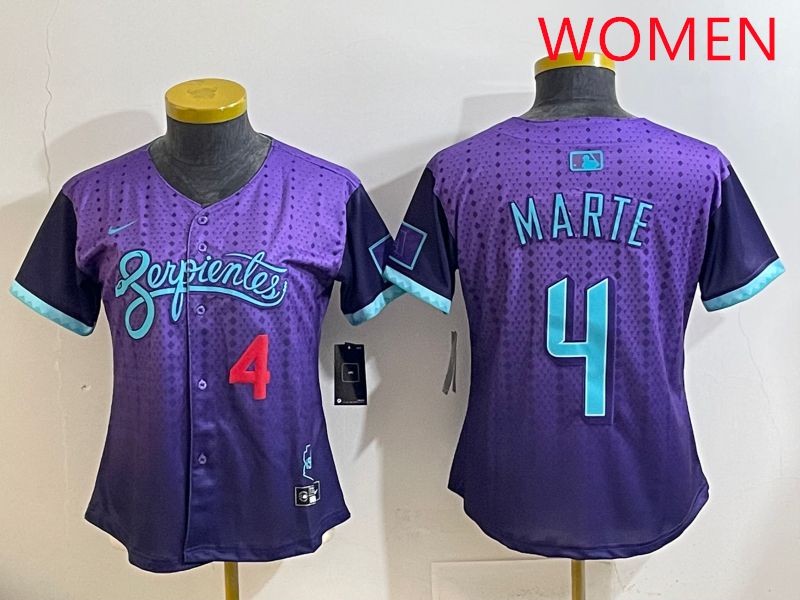 Women Arizona Diamondback 4 Marte Purple Joint Name 2025 Nike MLB Jersey style 34